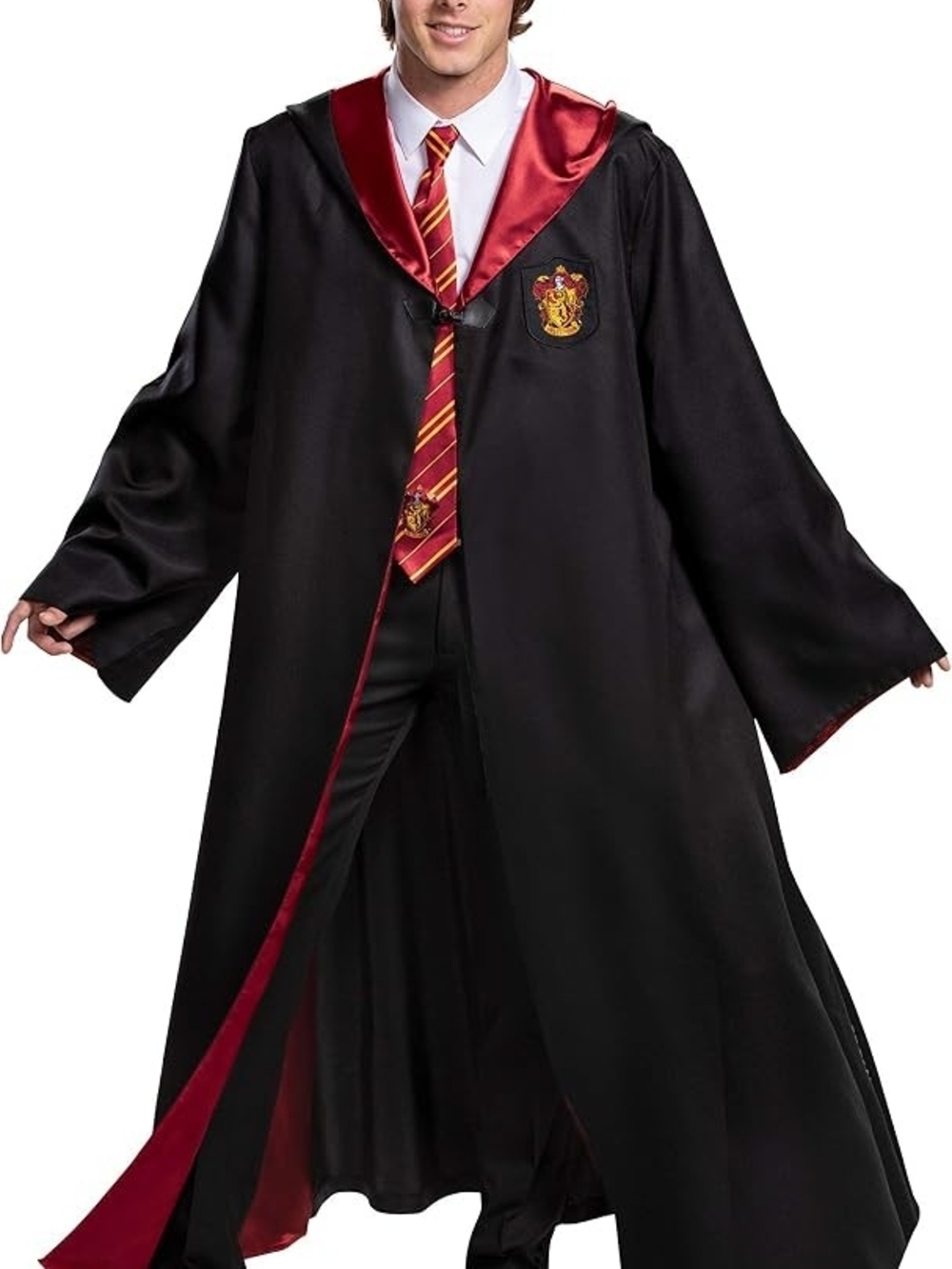 Unisex Gryffindor-Inspired Kids Black and Red Wizard Robe Costume XL